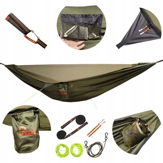 Hamak do záhrady - Hojdacia sieť Majestic Sport bez tyče, odtiene zelenej, 300 kg, 330 x 150